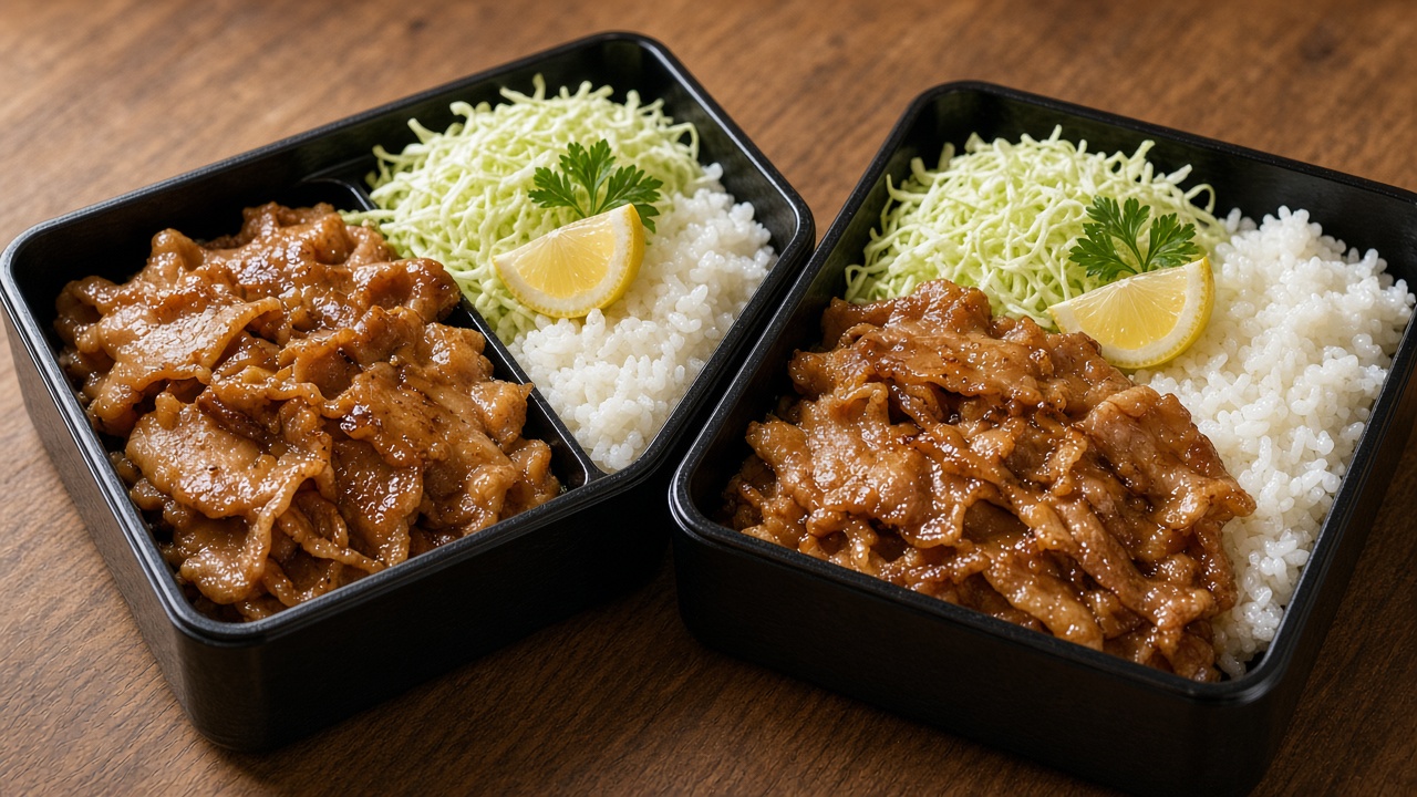 兩份薑燒豬肉便當
